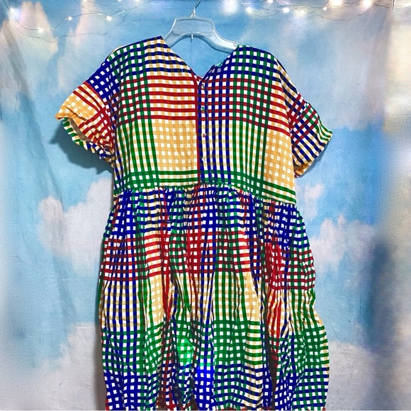 [SOLD] Norblack Norwhite The Island General Dover Babydoll Rainbow Gingham Dress - Picture 2 of 2